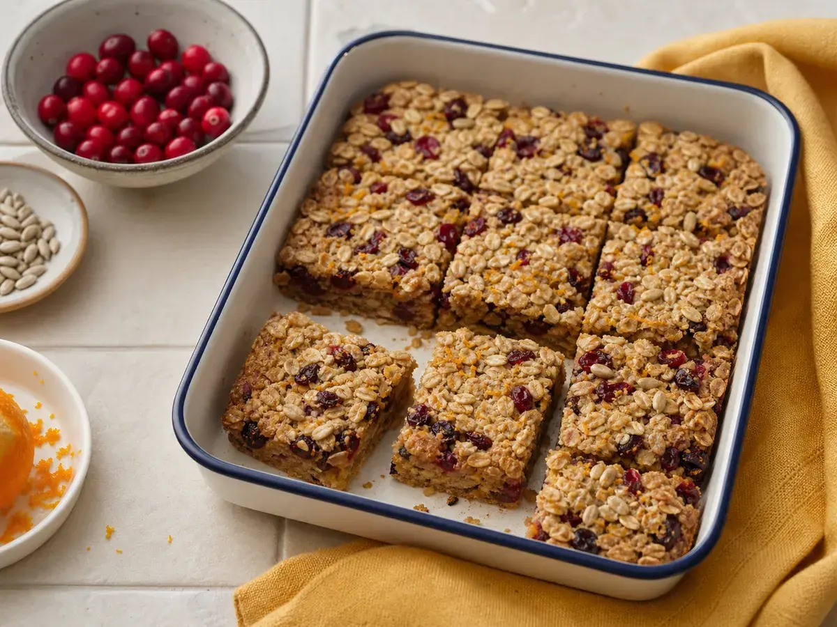 Illustrative image of cranberry orange oat breakfast bars