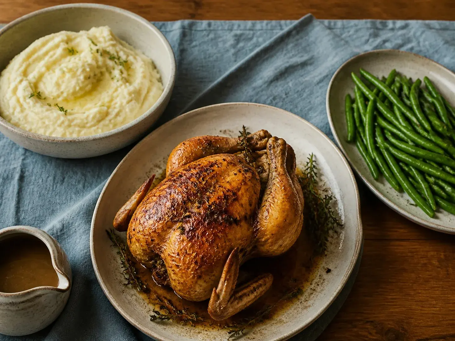 Illustrative image of roast chicken sunday supper served family-style