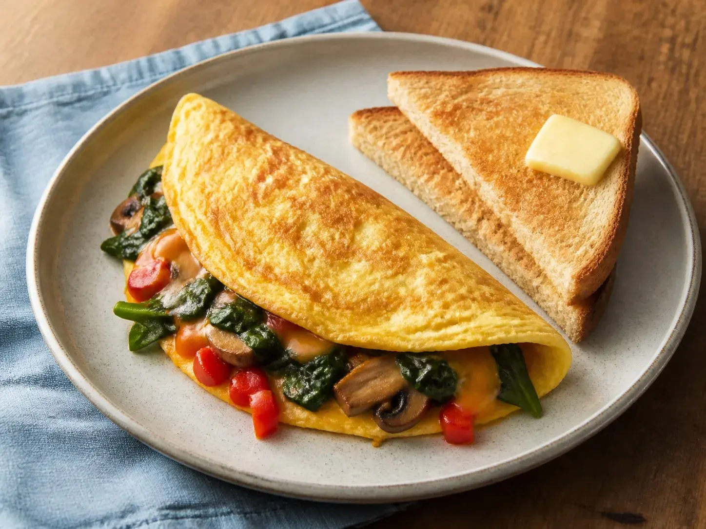 Illustrative image of vegetable omelet served in a simple everyday setting