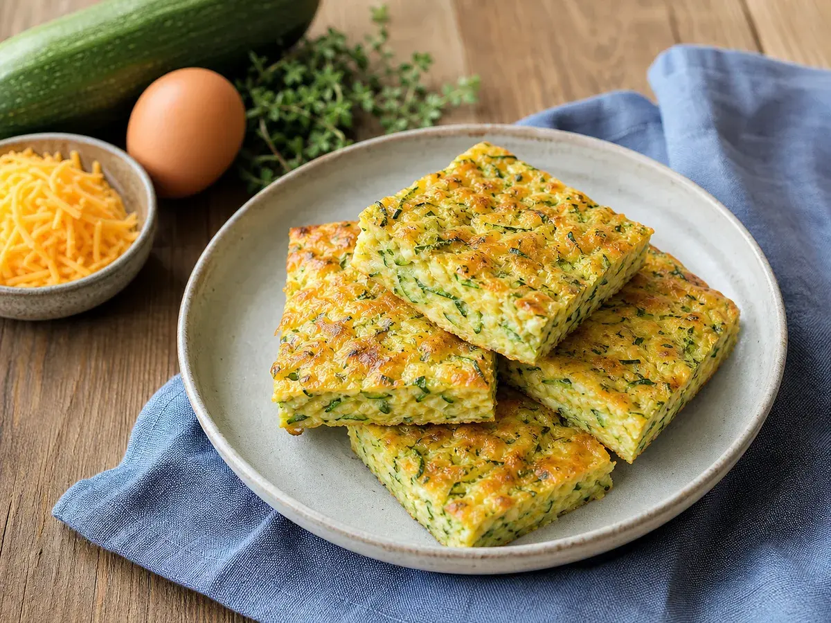 Illustrative image of zucchini cheddar egg breakfast squares