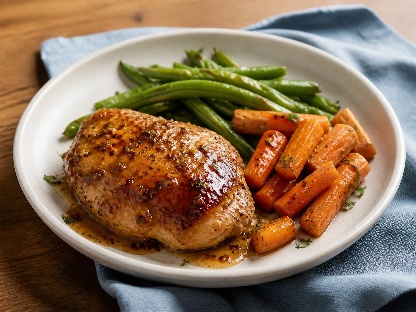 Illustrative image of honey mustard chicken served in a simple everyday setting