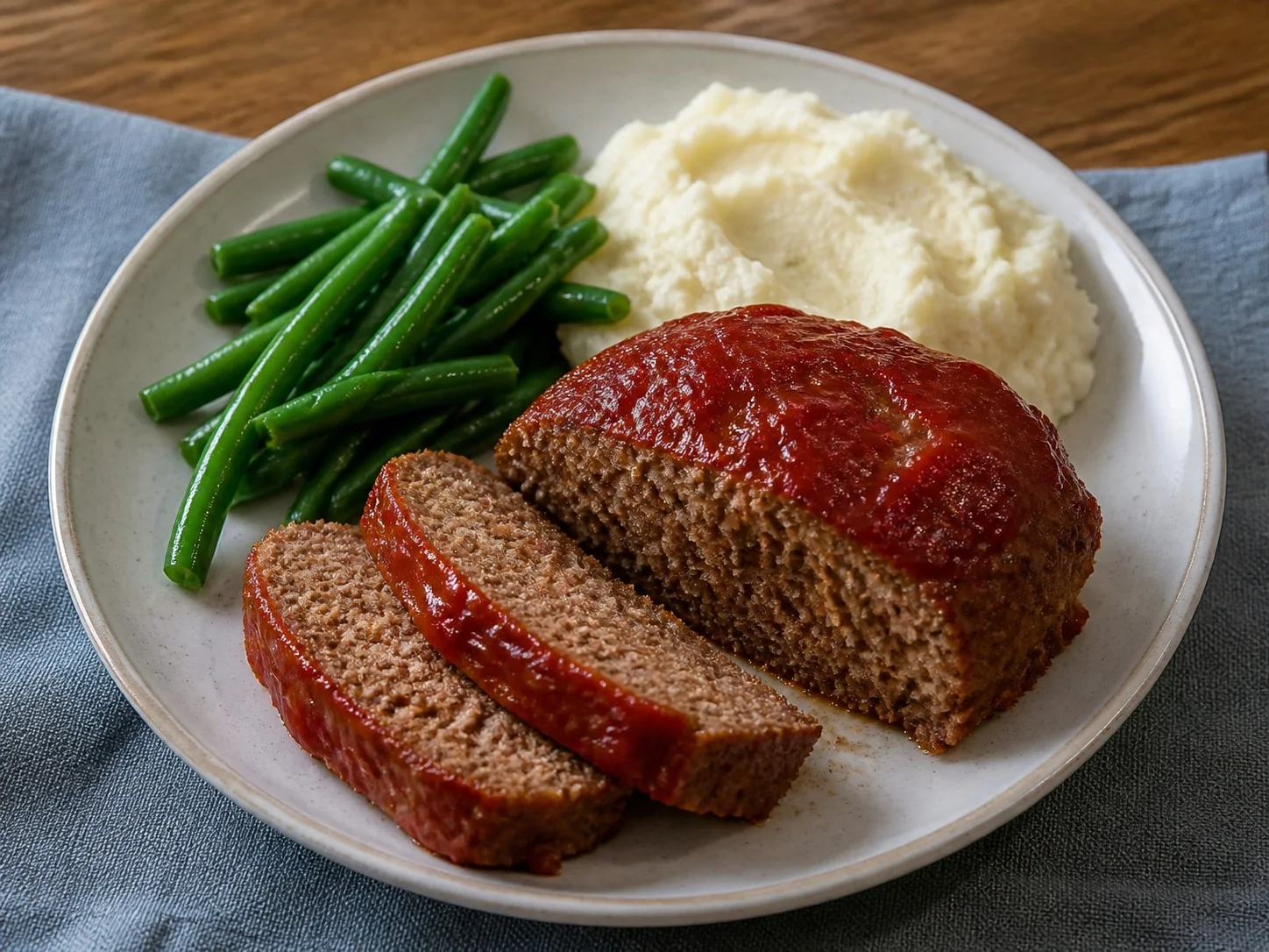Illustrative image of meatloaf served in a simple everyday setting